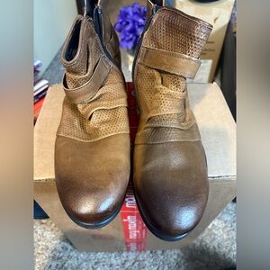 Miz Mooz Brown Leather Ankle Booties